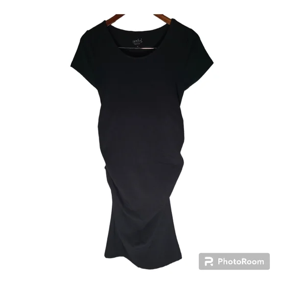Isabel Short Sleeve T-shirt Maternity Dress, Black Medium - Picture 6 of 10